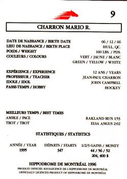 1996 Hippodrome de Montreal #9 Mario R. Charron Back